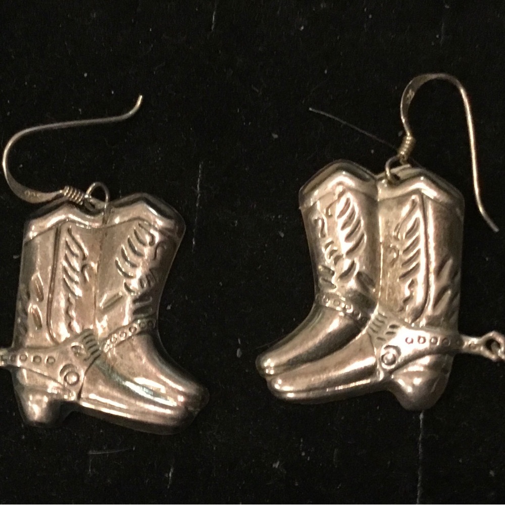 Sterling Silver Cowboy Boot Earings